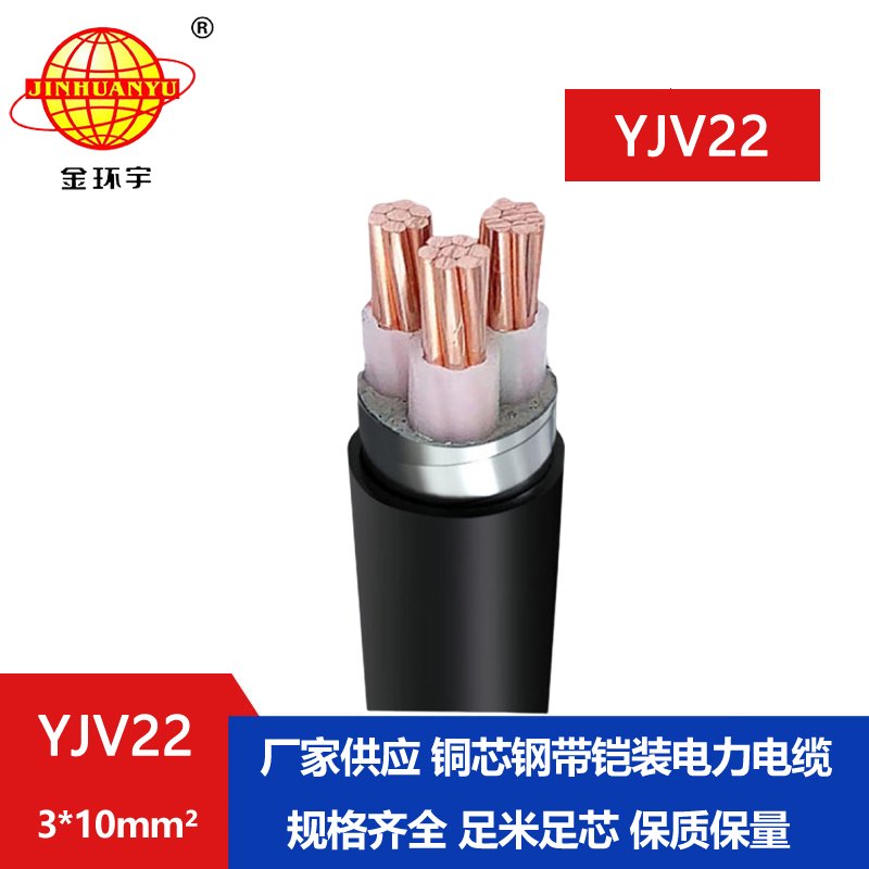 金環宇電線電纜 yjv22電力電纜YJV22 3X10平方 低壓鎧裝電纜