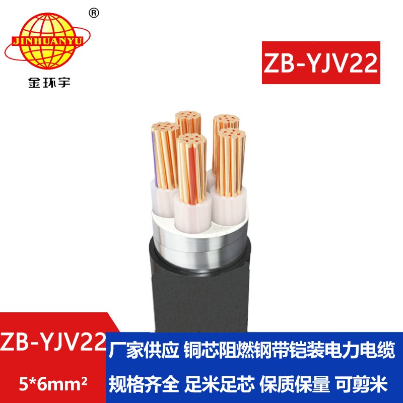 金環宇電纜 鎧裝電纜yjv22阻燃b級 ZB-YJV22-5X6平方 yjv22電纜